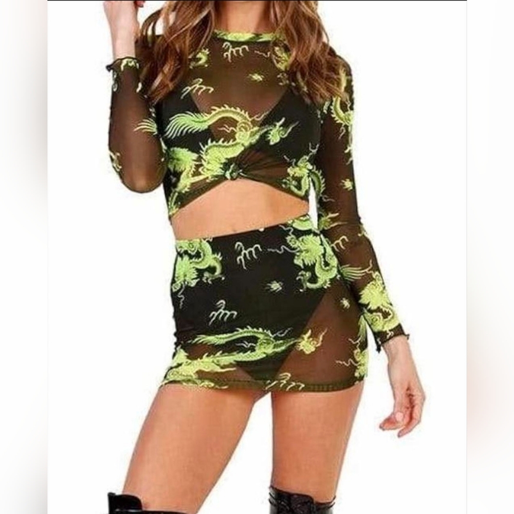 iHeartRaves "Rock Rose Couture" Sheer Crop Top